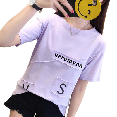 

Womens Casual Appliques Short Sleeve Loose Pullover Simple T-Shirt
