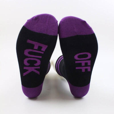 

FUCK OFF Letter Print Unisex Socks Hit Color Cotton Dress Socks Novelty Skateboard Tube Socks For Couple 1 Pair