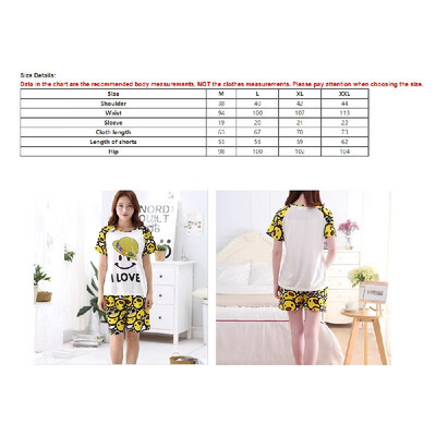 

Smiley round neck cartoon milk silk couple pajamas ladies summer short-sleeved shorts thin section casual home service suit Yellow