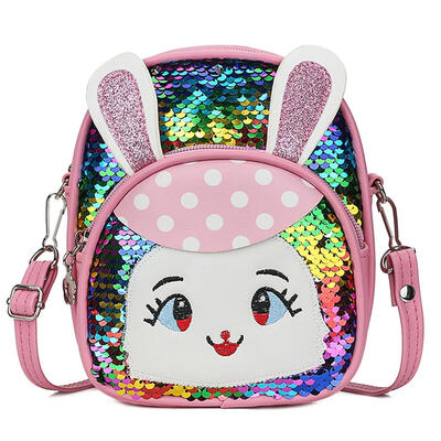 

Sequin Rabbit Shoulder Crossbody Bags Kids Girls Backpacks Leather Knapsack