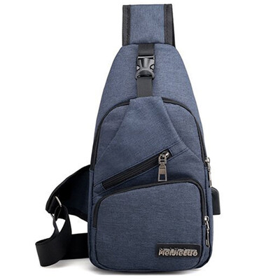 

Women Men Canvas Bag Sport Chest Pack USB Charging Crossbody Shoulder Bag