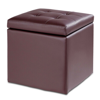 

16" Storage Box Ottoman Square Seat Foot Stool-Coffee