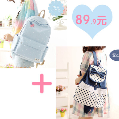 

Canvas bag female backpack primary school junior high school junior high school simple Korean Mori campus backpack tide large capa