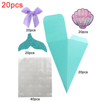 

20Pcs Creative Mermaid Tail Bowknot Triangle Wedding Party Candy Box Storage Bag