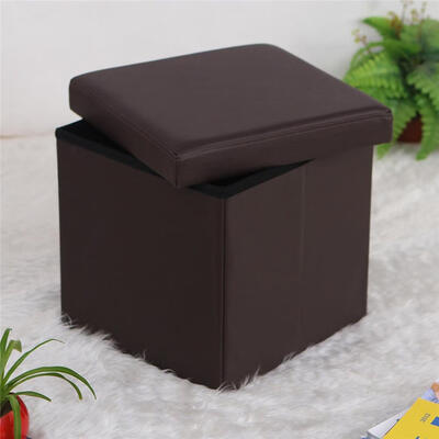 

Folding Cube Footrest Leather Ottoman Footstool Storage Stool Box Seat Brown
