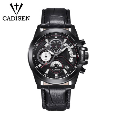 

CADISEN C9016 true three-eye multi-layer face mens watch multi-function steel belt quartz watch 6168