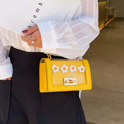 

Female bag 2019 new fashion flower chain bag summer small fresh messenger bag wild ins net red small square bag
