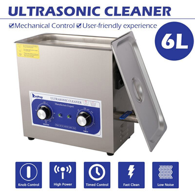 

180W 6L Stainless Steel Ultrasonic CleanerProfessional Sonic Cleaner wMechanical Timer Heater Stainless Steel Low Noise