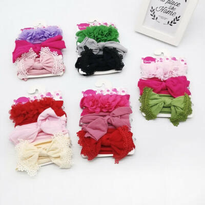 

3PCS Kids Girl Baby Headband Toddler Lace Bow Flower Hair Band Accessories USA