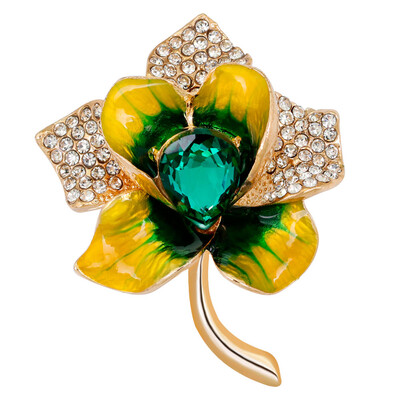 

Drop Oil Flower Brooch Korean Version Inlay Drill Love Fashion Brooch Decoration Painting Oil Brooch