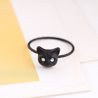 

Style Supplies Silver Lovely Rhinestone Cat Shaped Black Ring