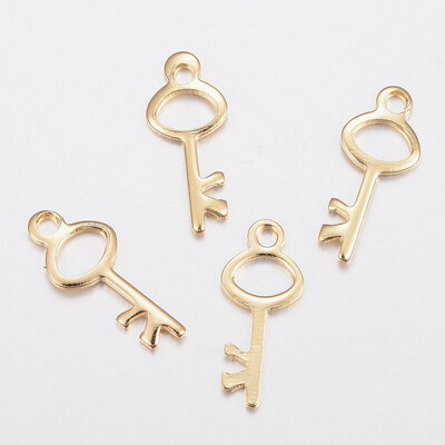 304 Stainless Steel Charms Key Golden 15x6x08mm Hole 15mm