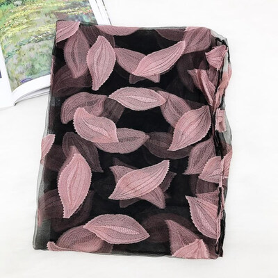 

1Pc Fashion Design Leafs Embroidered Organza Scarves And Shawls Scarf For Women