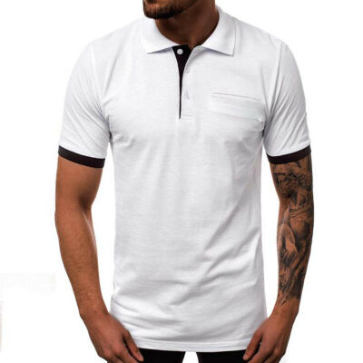 

Summer Mens Slim Fit Shirt Short Sleeve Casual Solid Color T-Shirt Top Tee