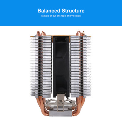 

Hydraulic CPU Cooler Heatpipe Fans Quiet Heatsink Radiator for Intel Core AMD Sempron Platform with Blue Light