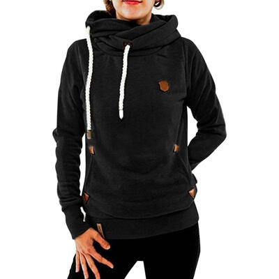 

Warm Casual Drawstring Long Sleeve Hoodies Slim Fit Women Tops Sweatshirt