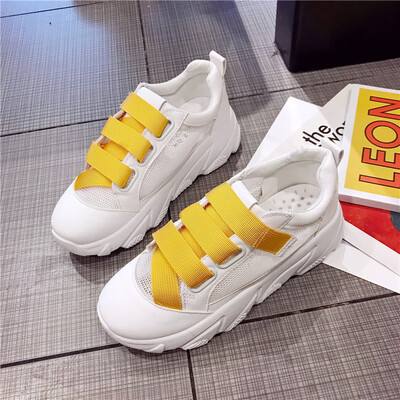 

Europe Station New Candy-colored hook&loop Thick-soled Sponge Cake Ventilated Torre Shoes Sneakers Small White Shoes Net Red W