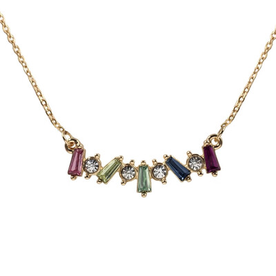 

2019 New Fashion Cute Pendant Short Necklace Colorful Stone Inlay Pendant Necklace for Lady Party Wedding Jewelry