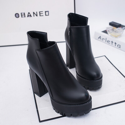 

Princess Short Boots Super-heeled Shoes Coarse-heeled Waterproof Platform Laces Leather Shoes Martin Shoes Korean Version 12