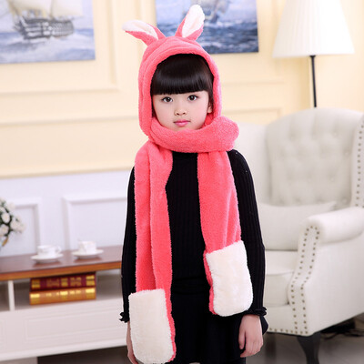 

Autumn&winter new childrens scarf cartoon plush embroidery multi-function hat scarf warm shawl men&women baby Wai