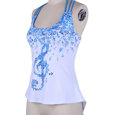 

Music Note Printed Tops Girls Swing Loose Casual Shirts Women Sleeveless Tees Lady Elegant Arts Style Girls Style Tee