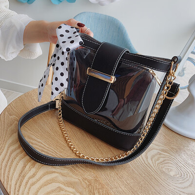 

Summer transparent bag female 2019 new wave Korean version of the wild Messenger bag chain shoulder bag fashion bucket bag
