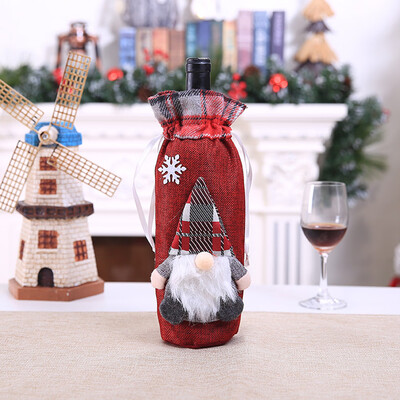 

Toponeto New Merry Christmas Santa Wine Bottle Bag Cover Xmas Dinner Party Tables Decor