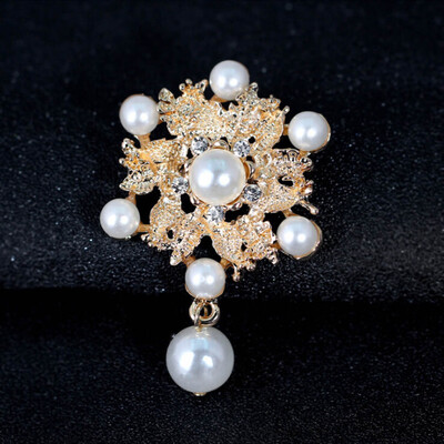 

Brooch Korean Style Simulated Pearl Elegant Female Collar Pin Brooch Brooch Color White Scarf Buckle New Trendy Flowers