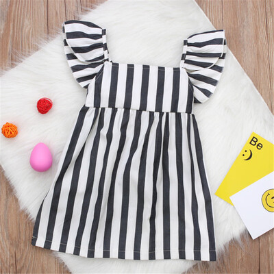 

Toddler Girl Summer Princess Dress Kid Baby Party Bowknot Stripe Dresses Clothes