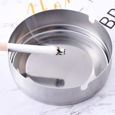 

Portable Stainless Steel Hotel Smoke Dish Cigarette Holder Desktop Round Ashtray