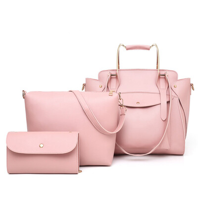 

Tailored Fashion Womens Trend Three-Piece Solid Color Leather Shoulder Bag Handbag