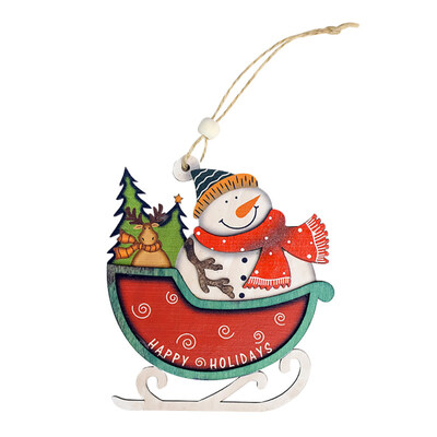

Christmas Santa Sled Snowman Wooden Hanging Ornament Tree Window Party Decor