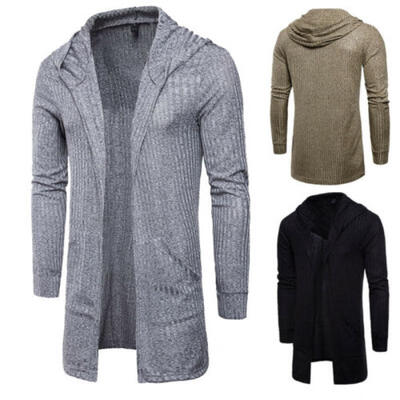 

Men Knitted Cardigan Long Sleeve Casual Slim Fit Hooded Jacket Coat Tops Fashion
