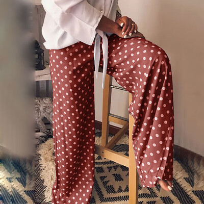 

2019 Women Baggy Harem Pants Boho Polka Dot Wide Leg Yoga Casual Trousers M3XL