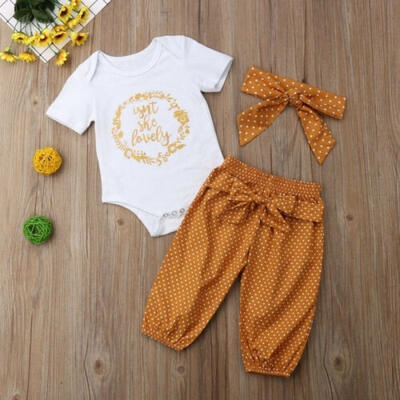 

Toddler Baby Girls Tops Romper Long Dot Print Pants 3Pcs Outfits Set Summer Clothes 0-18M