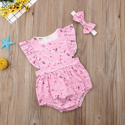 

New Kids Baby Girl Summer Romper Floral Sleeveless Ruffle Jumpsuit Sunsuit