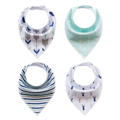 

Multi-function Baby Bibs Saliva Towel Arrow Animal Cartoon Burp Cloths Triangle Cotton Accessories 4pcsSets