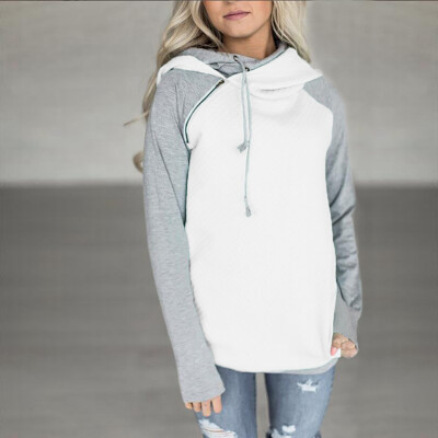 

Women Autumn Stylish Color-blocked All-match Loose Sport Hooded Long Sleeve Casual Hoodie