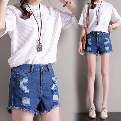 

Tailored Women High Waisted Washed Ripped Hole Short Mini Jeans Denim Pants Shorts