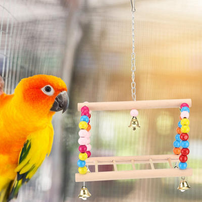 

Greensen Wooden Square Pet Parrot Toy Climbing Swing Hanging Ladder Standing Frame Pole