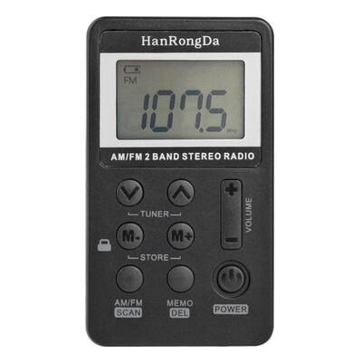 

HRD-103 Mini AM FM Radio Digital Display USB Interface wHeadphone Lanyard