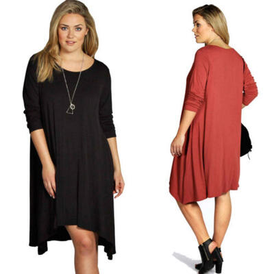 

UK Women Long Sleeve Blouses Loose Shirt Long Tops T Shirt Dress Plus Size