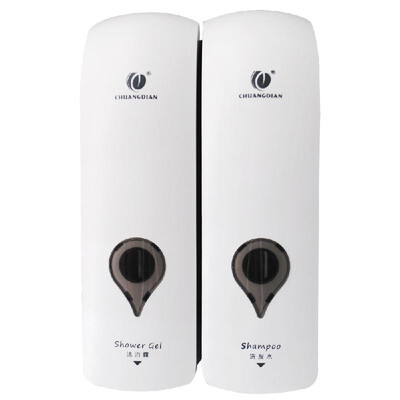 

CHUANGDIAN 300ml2 NO Drilling Wall Mounted Double-Head Manual Soap Dispenser Bathroom Shower Gel Liquid Shampoo Dispenser Holder