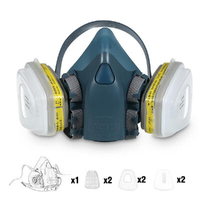 

8200 Half Face Gas Mask Respirator with 2Pcs 7 Organic Acid Gas Filter Cartridge Filter Cotton Cover Painting Spraying Mask Perso