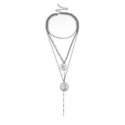 

Cheap Wholesale Long 2 Layers Coin Charm Link Chain Necklaces for Dropshipping 2018