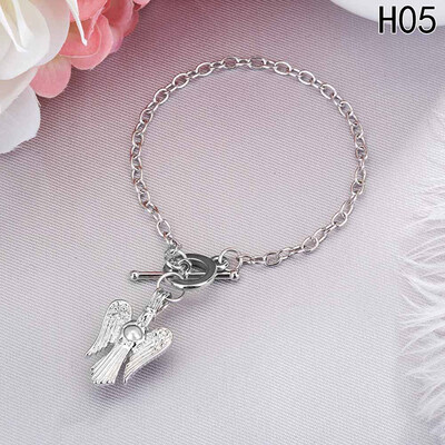 

Antique Silver Color Charm Bracelet & Bangle With Oyster Pendant for Women Wedding Vintage Jewelry