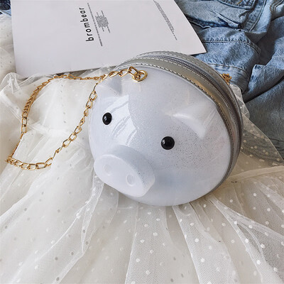 

Qiao Bani 2019 new Korean chic fashion funny pig head chain geometry bag shoulder diagonal trend handbags
