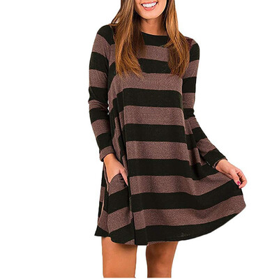 

Tailored Fashion Women Casual O-Neck Long Sleeve Casual Printed Mini Dress