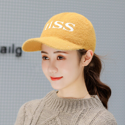 

2019 South Korean autumn&winter new baseball cap womens fashion letter mink hair warm fashion womens cap wholesale