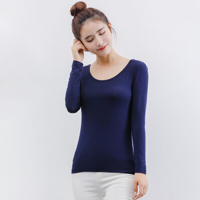 

Women O Neck T Shirt Basic Top Ladies Casual Long Sleeve Slim Fit Pullover Tops